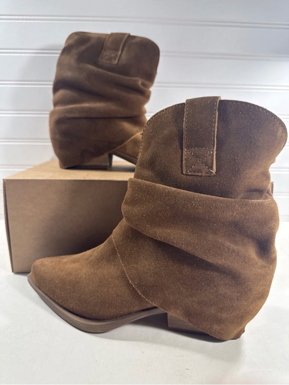 Steve Madden Wesley Foldover Bootie Chestnut Brown Suede Womens 6.5